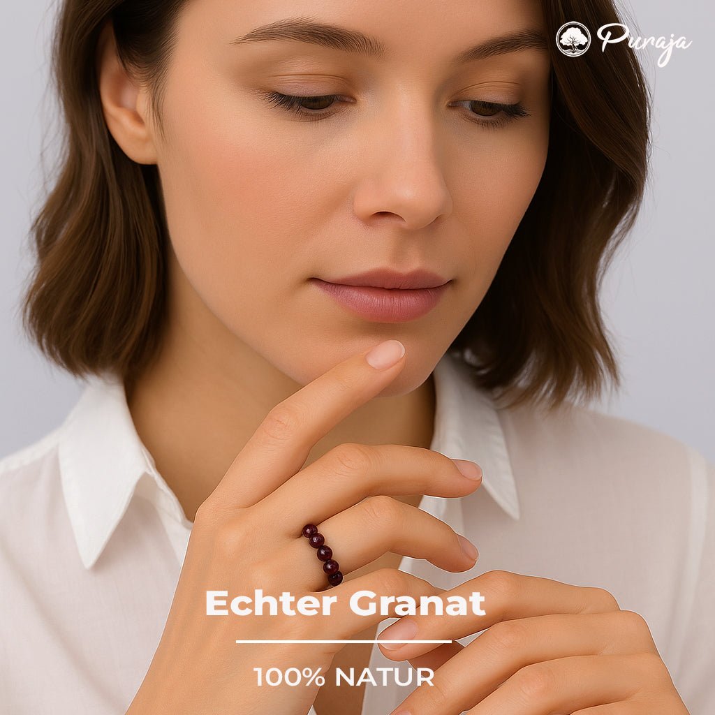 Granat Edelstein Ring – Echter Naturstein Perlenring | PURAJA – Puraja ...