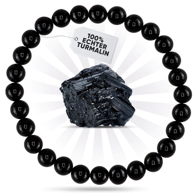 Turmalin (Schörl) Edelstein Armband aus echtem Naturstein